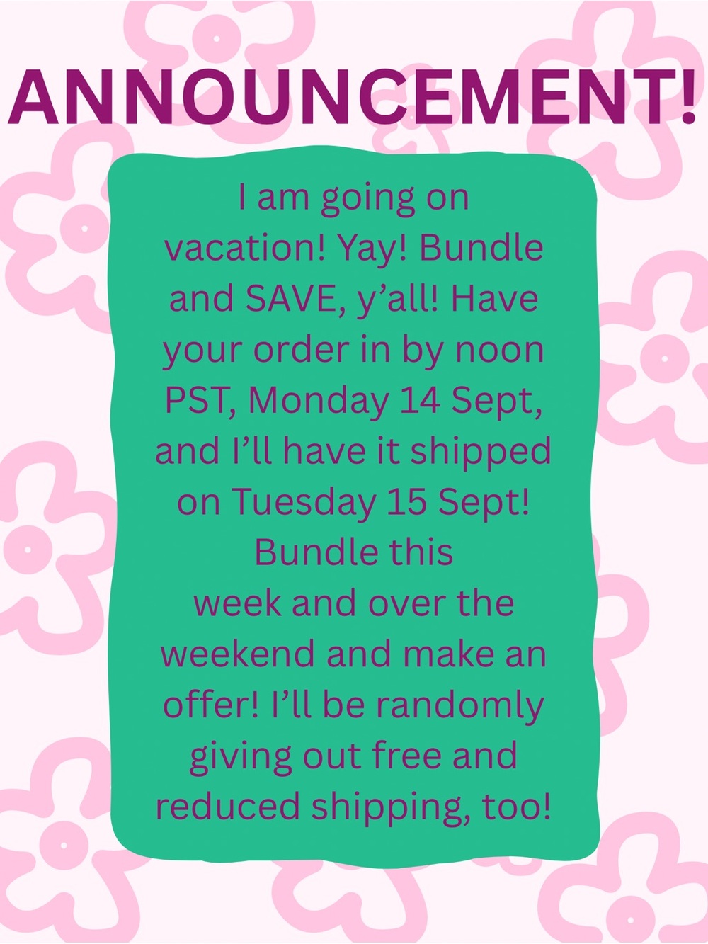 Announcement Graphic - Pink & Green Promotional Sign
